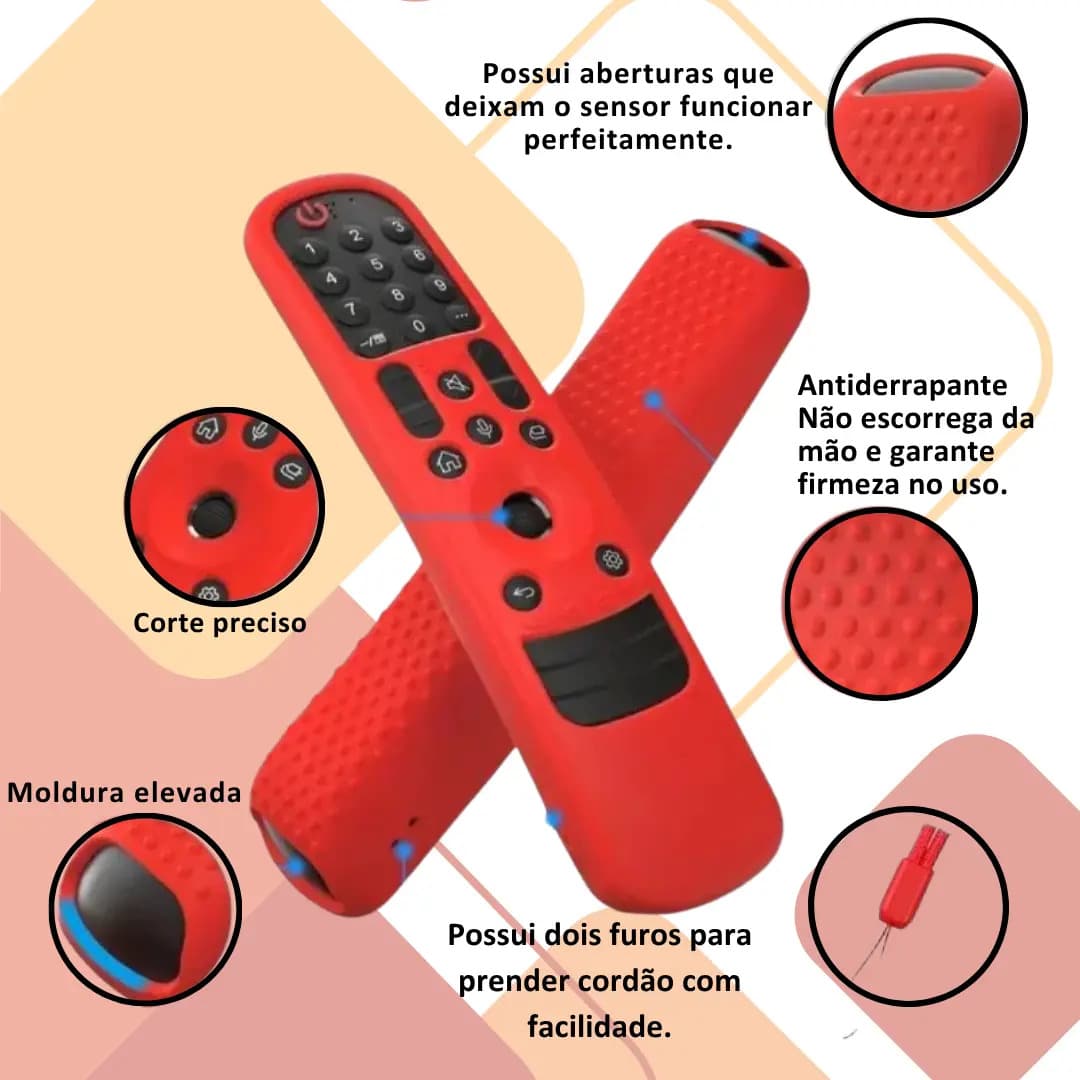 Capa Controle Remoto Case De Silicone Tv LG Magic Vermelha Vermelho — imagem 2
