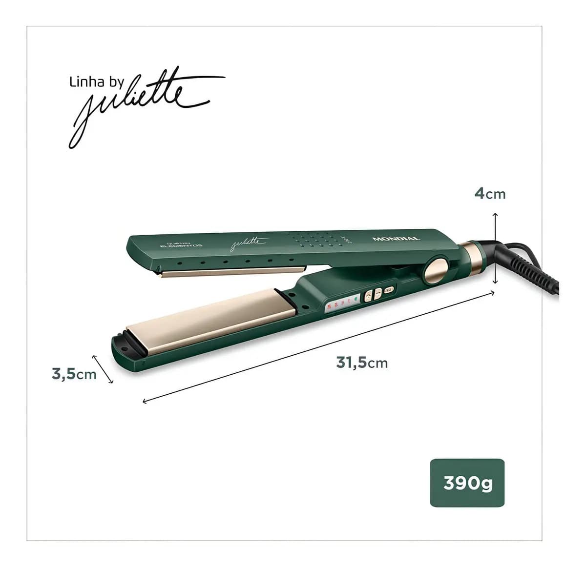 Prancha Alisadora By Juliette Mondial Verde Oliva Bivolt P-JU-02 — imagem 5