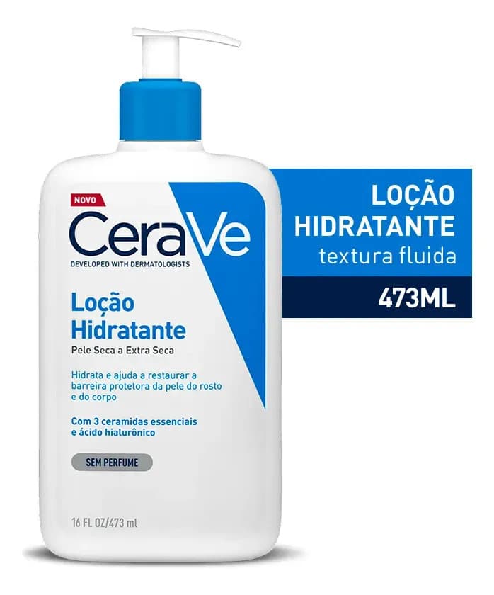 Loção Hidratante Corporal Sem Perfume, com Ceramidas Essenciais e Ácido Hialurônico, Textura Fluida CeraVe 473ml