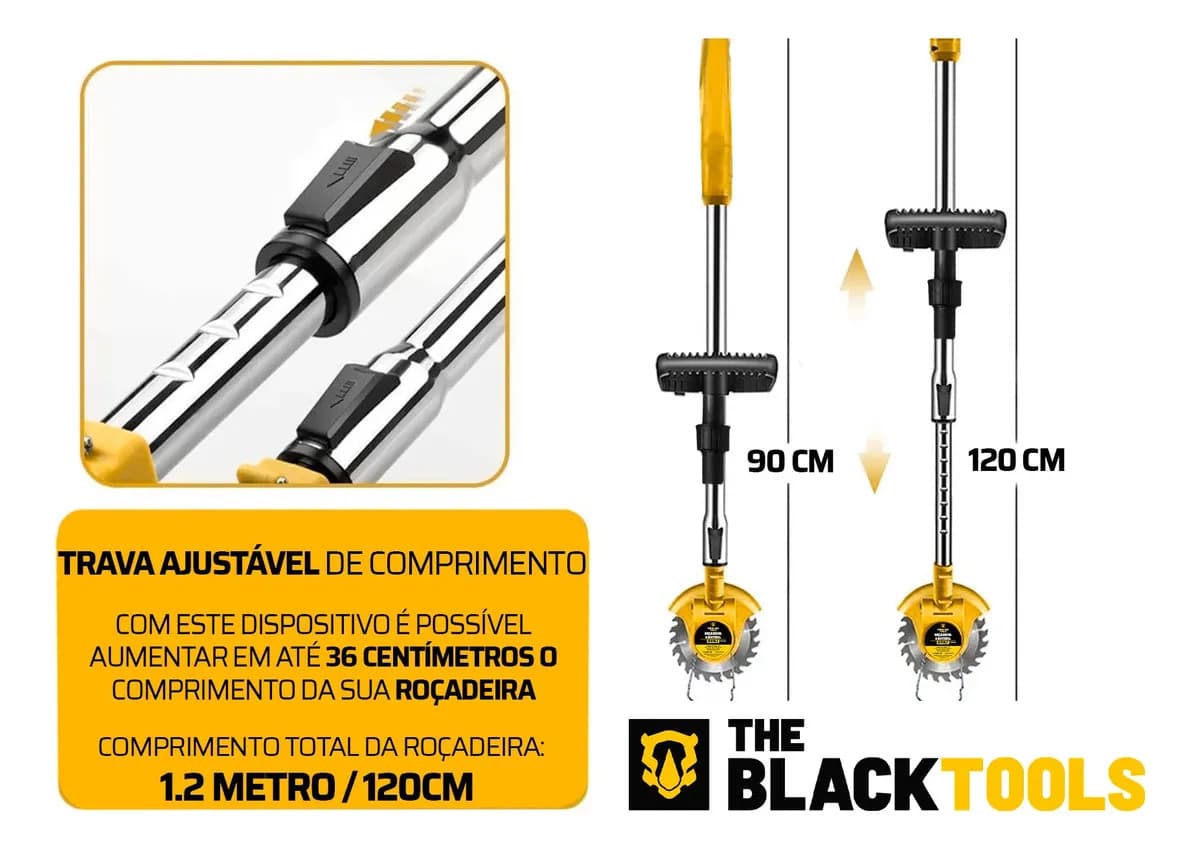 Roçadeira Aparador Grama A Bateria Recarregável 460w Profissional Com Acessórios Tcg12b The Black Tools — imagem 6