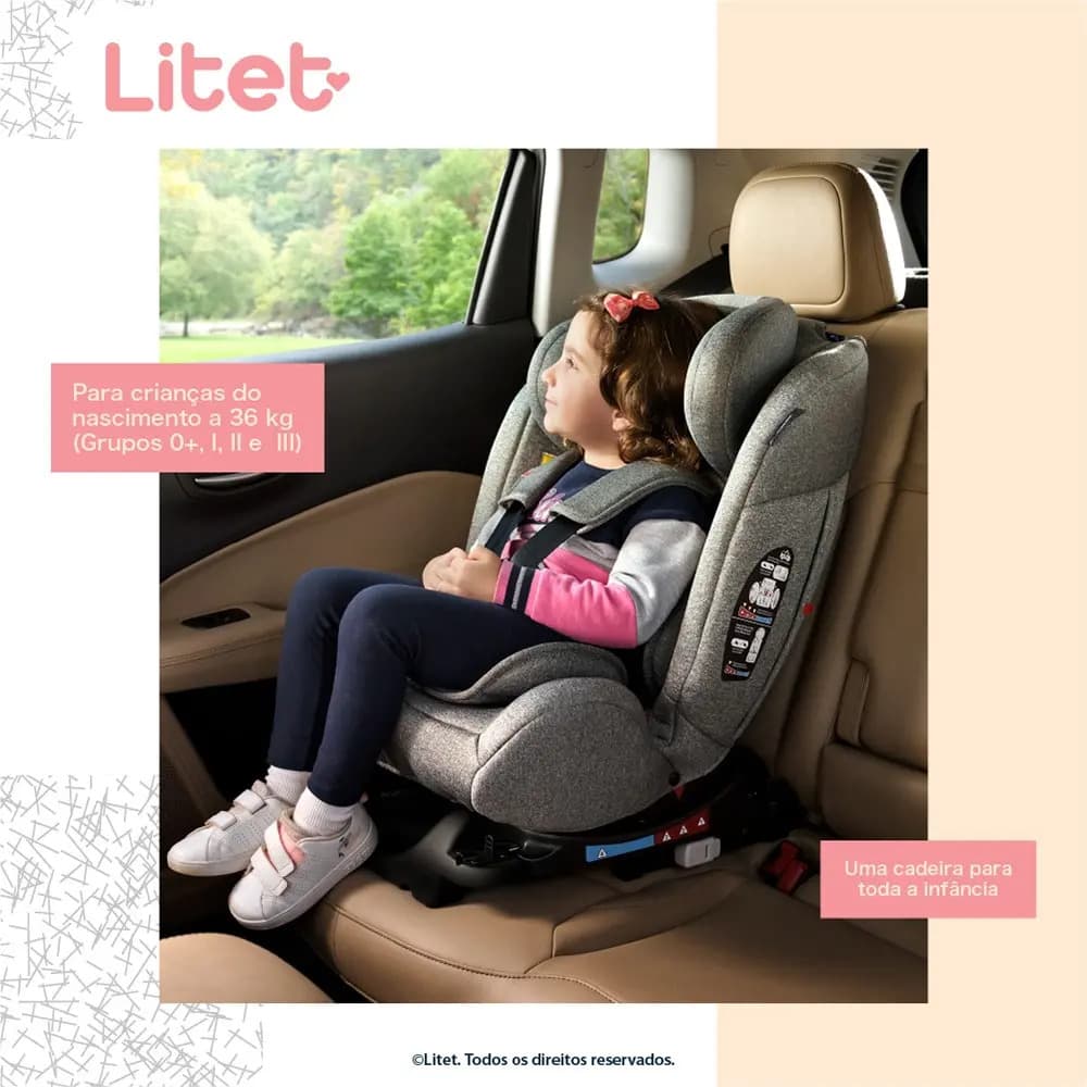 Cadeira De Carro All Stages 2.0 Isofix 0-36kgs Cinza Litet — imagem 2