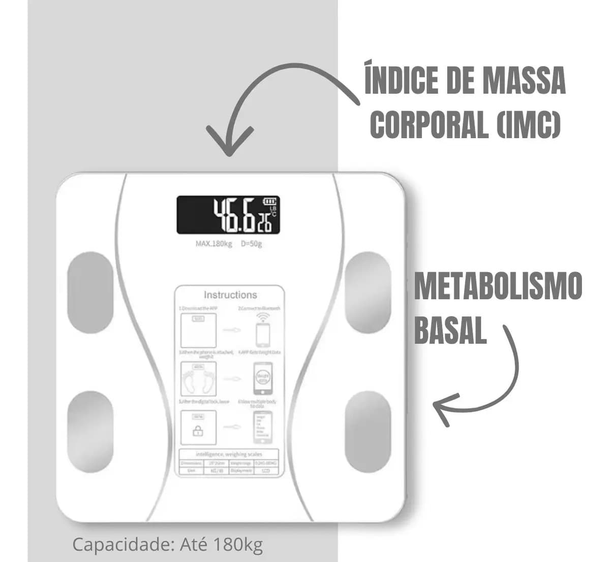 Balança Digital Corpo Epsilon EPS-6905 Bluetooth para Saúde e cor Branco — imagem 2