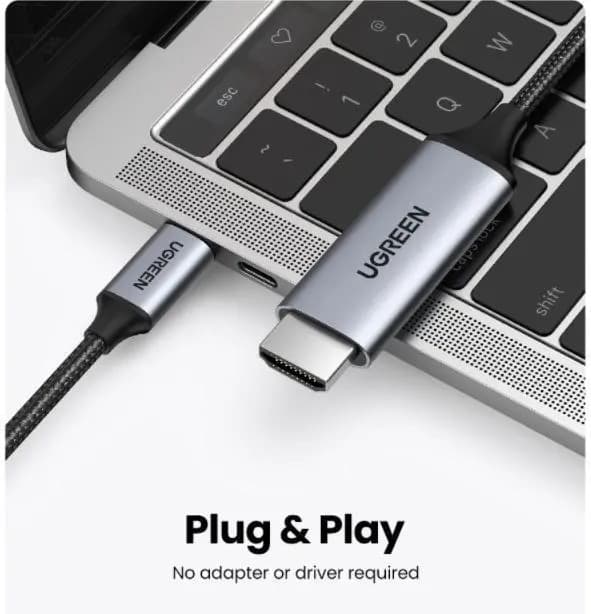 Cabo Thunderbolt 3 Ugreen Usb-c Para Hdmi 4k Preto Reforçado - Preto — imagem 2