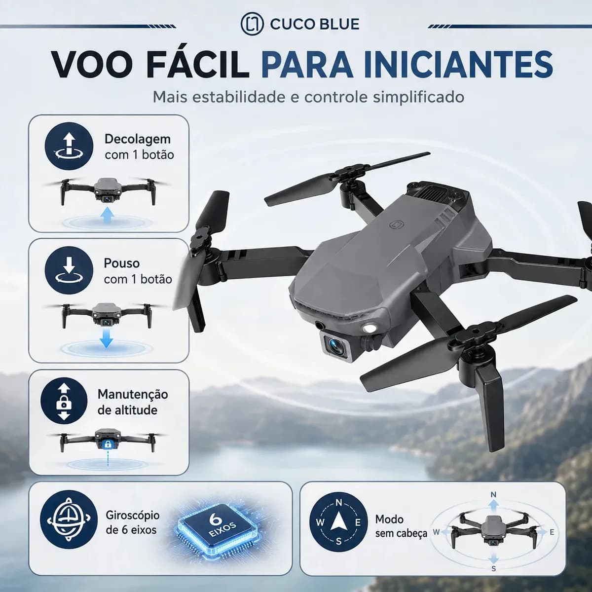 Mini Drone Pro 4K Dobrável Wi-Fi FPV Câmera 2 Baterias Presente Dia das Crianças — imagem 4