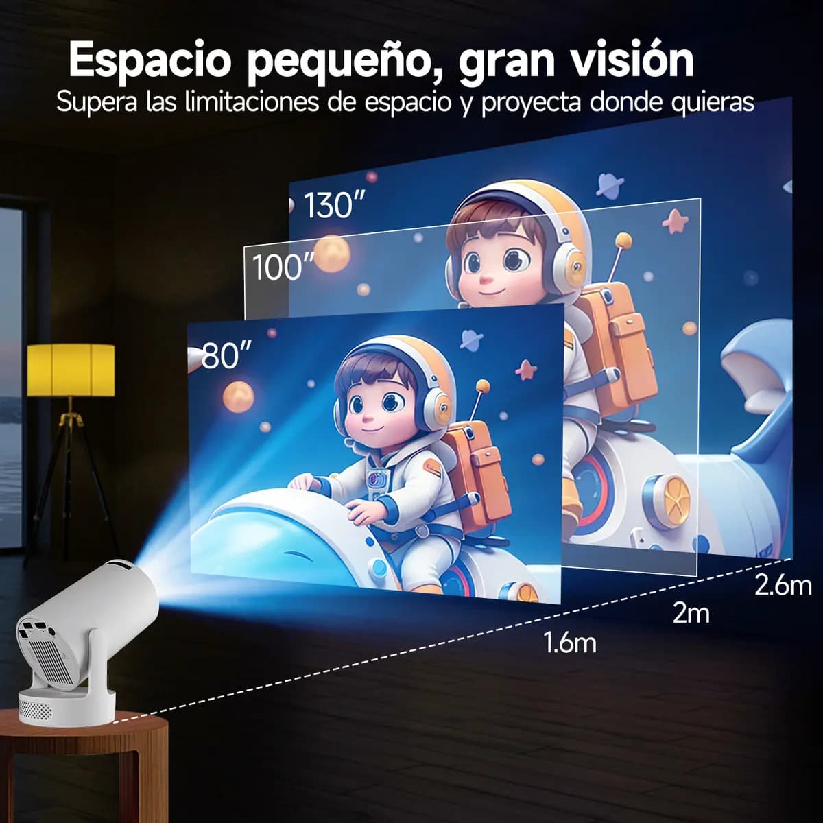 Mini projetor portátil Magcubic 8k Hy300pro+ Led 260ansi Android Smart TV Dual Wifi6 Bluetooth 5.4 com HDMI USB e som Hifi — imagem 6