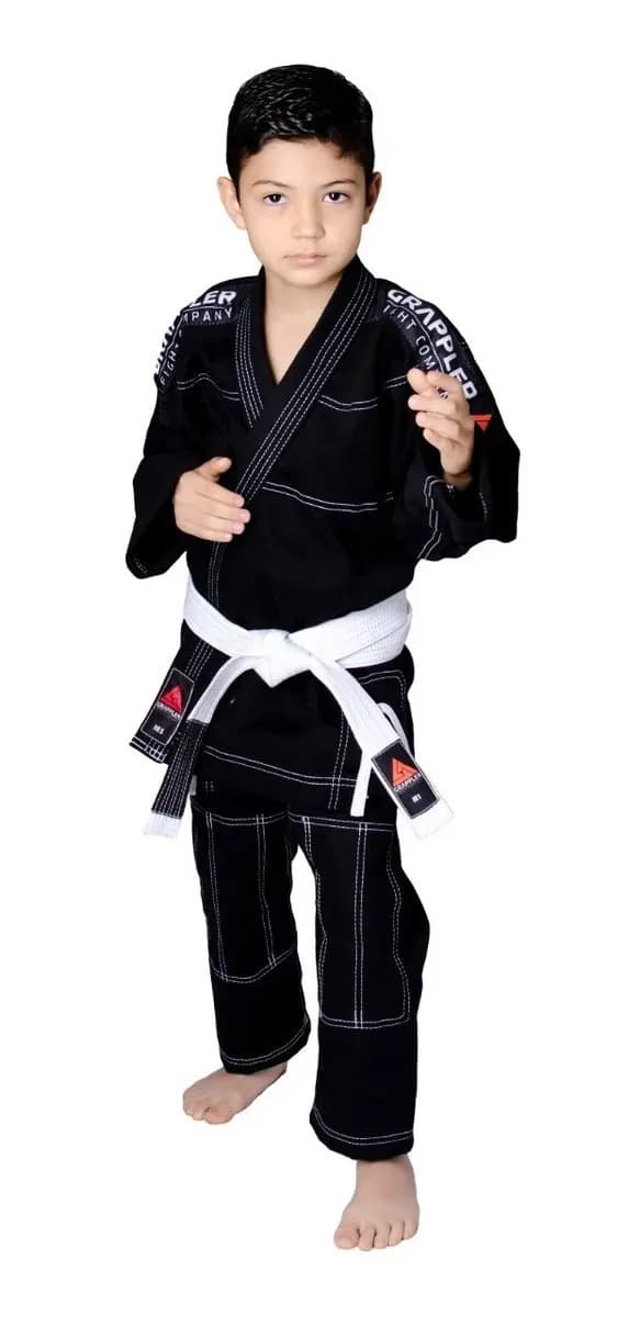 Kimono Preto Jiu Jitsu Infantil Com Faixa Tamanho M3 11 A 12 Anos Ate 1,50 Metros — imagem 3