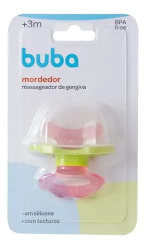 Mordedor Para Bebê Buba Mordedor Com Massageador Chupeta Silicone Rosa/verde — imagem 5