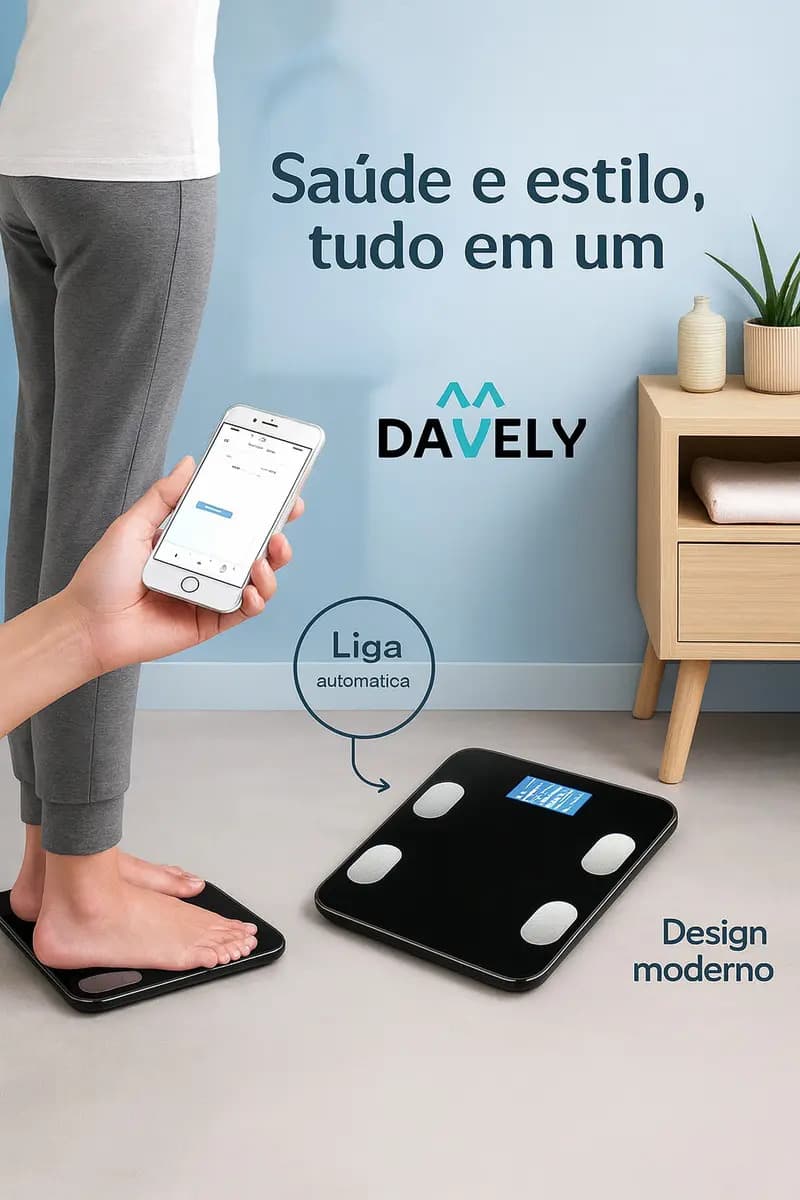 Balança Digital Bioimpedância Bluetooth Corporal Aparelho Alta Capacidade Balança De Banheiro Academia App Para Android E Para Ios Cor Preto Marca Davely — imagem 4