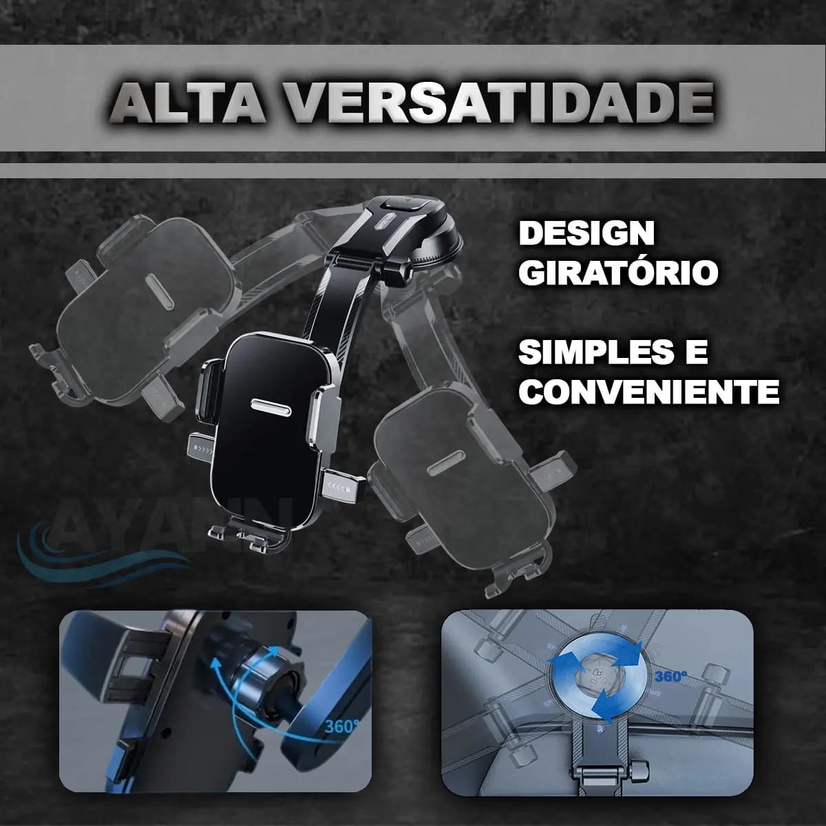 Suporte De Celular Veicular Automotivo Pra Carro Mesa Porta Painel Parede Caminhão Vw Up Jetta Volkswagen Ônix Corolla Gol 360° Universal — imagem 6