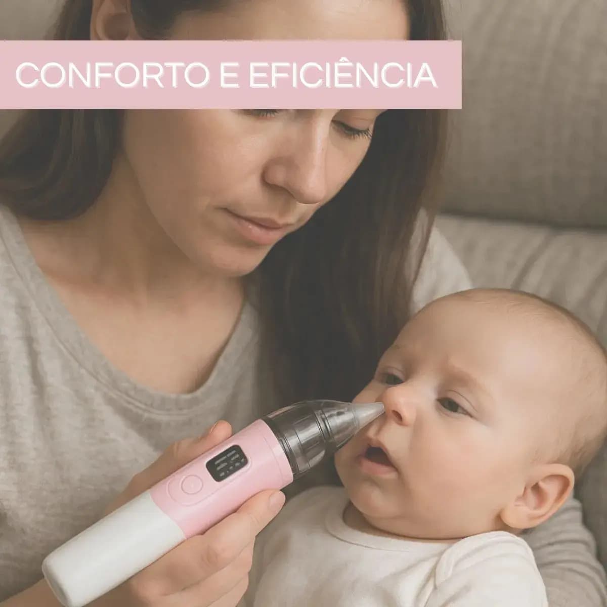 Aspirador Sugador Nasal Bebê Elétrico Limpeza Nariz Ouvido Coral-claro — imagem 4