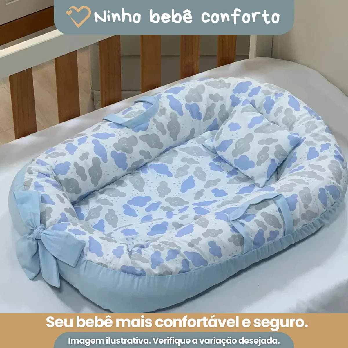 Ninho Redutor Para Bebê Recém-nascido Maternidade Super Macia Conforto E Proteção - Chevron Azul Marinho — imagem 5