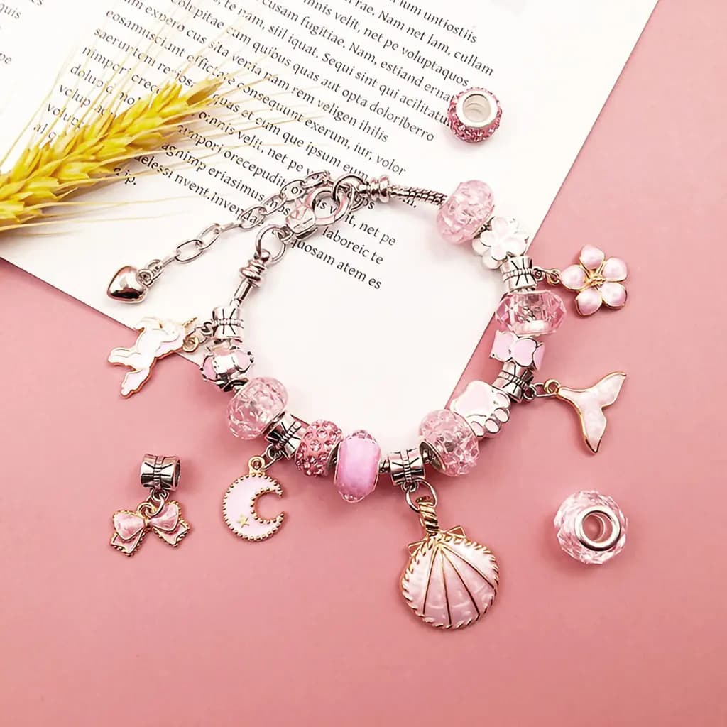 Kit Pulseira Linda Diy Com Porta De Joias P/menina Presente - Rosa — imagem 3