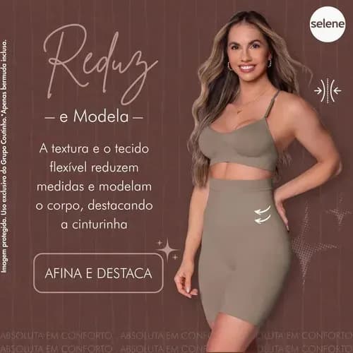 Short Alto Redutor Sem Costura Com Silicone No Cós Selene 20110 Cor Chocolate Tamanho G — imagem 3