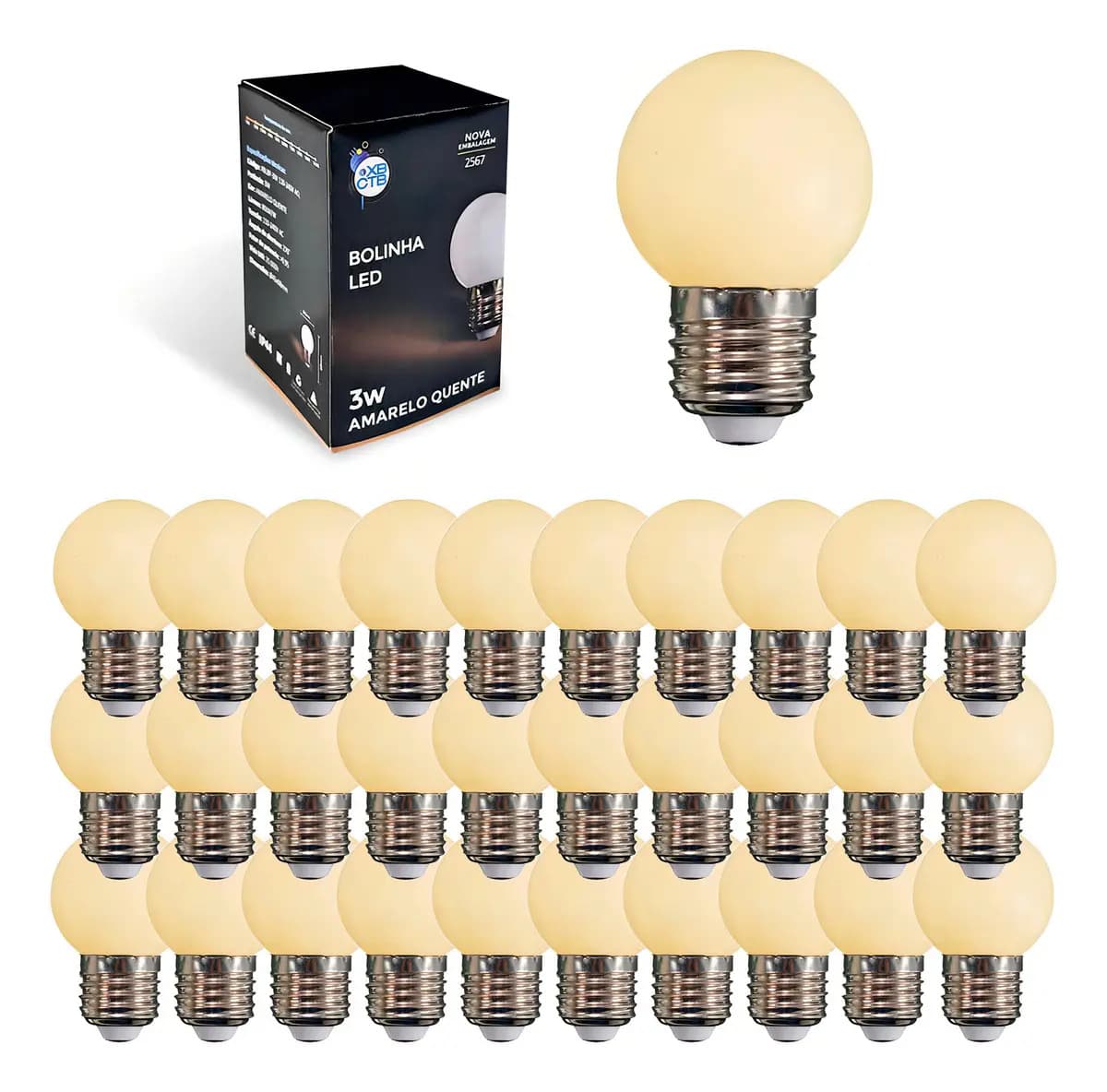 30x Lâmpada Led Bolinha 3w 3000k Quente Festão Varal Bivolt