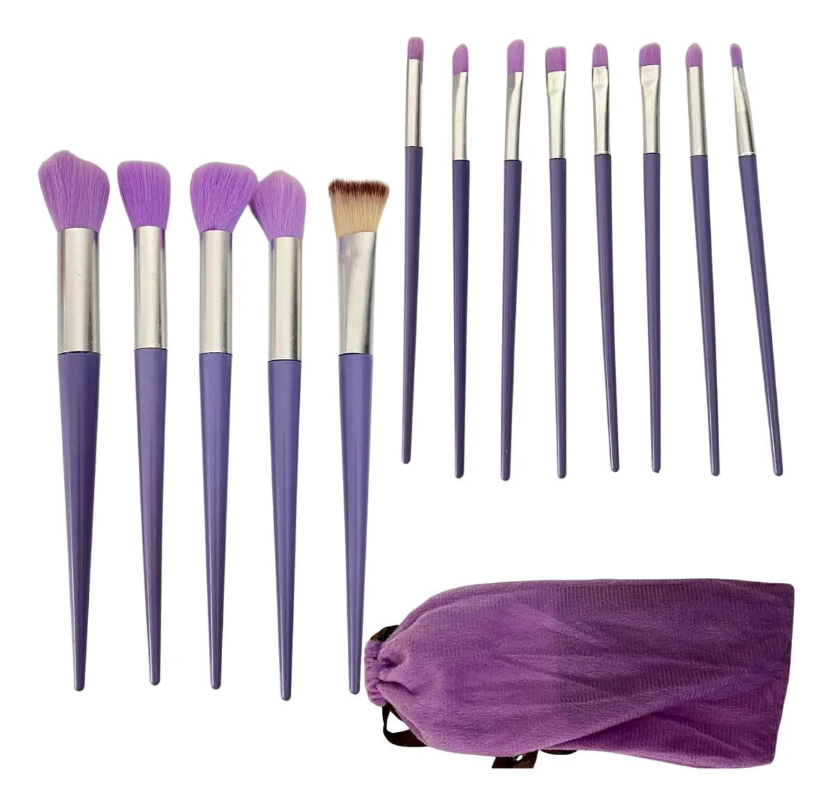 Kit Pincel De Maquiagem Com 13 Unidades Sombra Blush Cor Roxo — imagem 2