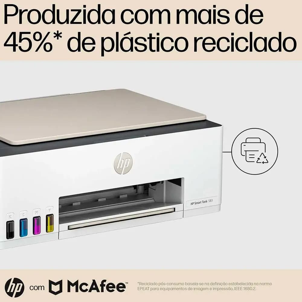 Impressora Multifuncional Hp Smart Tank 583 Tanque De Tinta Cor Branco E Cinza 127/220 — imagem 2