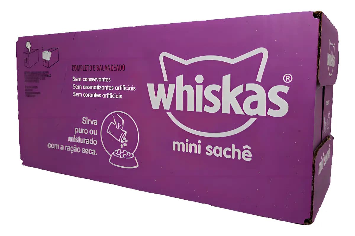 Whiskas ração úmida para gatos carne ao molho 85gr com kit de 20 sachês — imagem 3