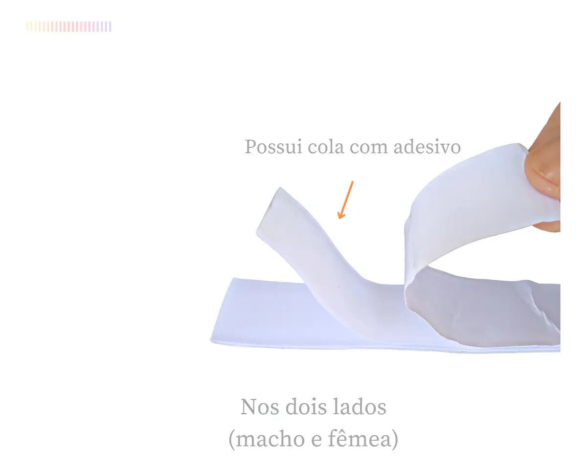 Fita Fecho Com Adesivo 20mm X 5mts Macho E Fêmea Cor Branco — imagem 2
