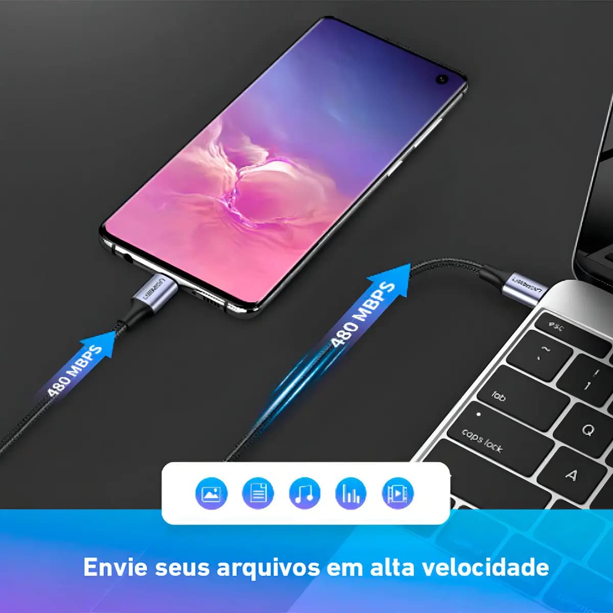 Cabo Ugreen USB-C Para USB-C 60w Tipo C Turbo — imagem 5
