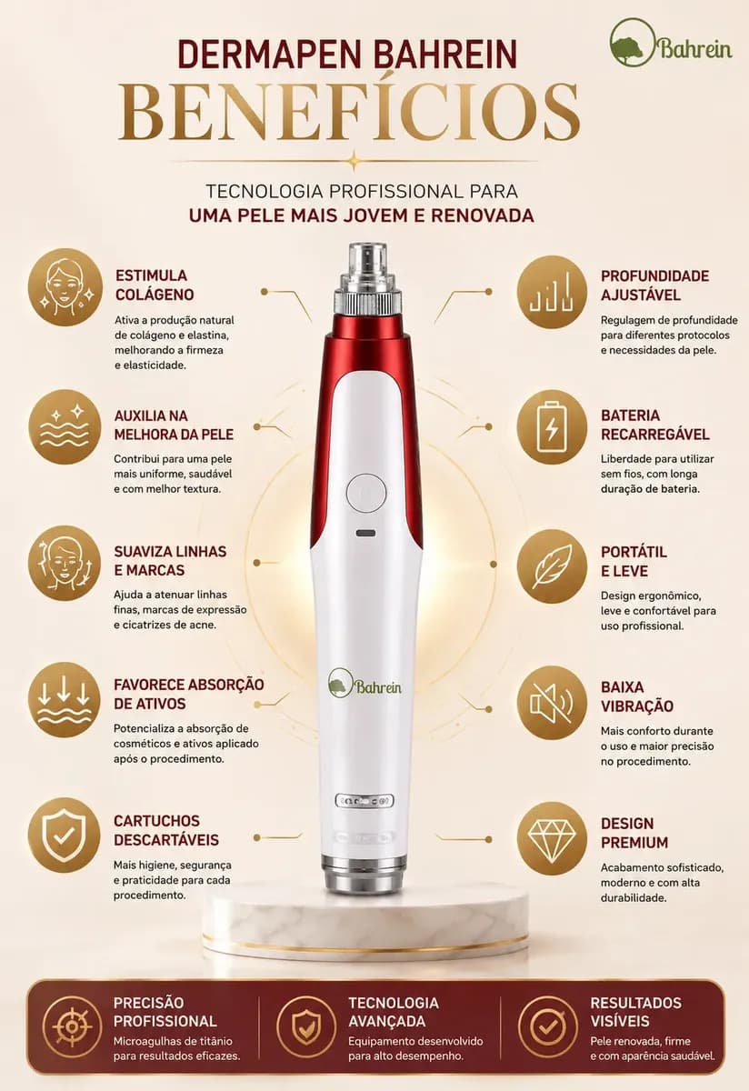 Caneta Microagulhamento Dermapen Portátil Com 5 Cartuchos E Carregador Microagulhamento Facial Derma Pen Caneta Dermapen Microagulhamento Bivolt Titânio 2.5mm P — imagem 5