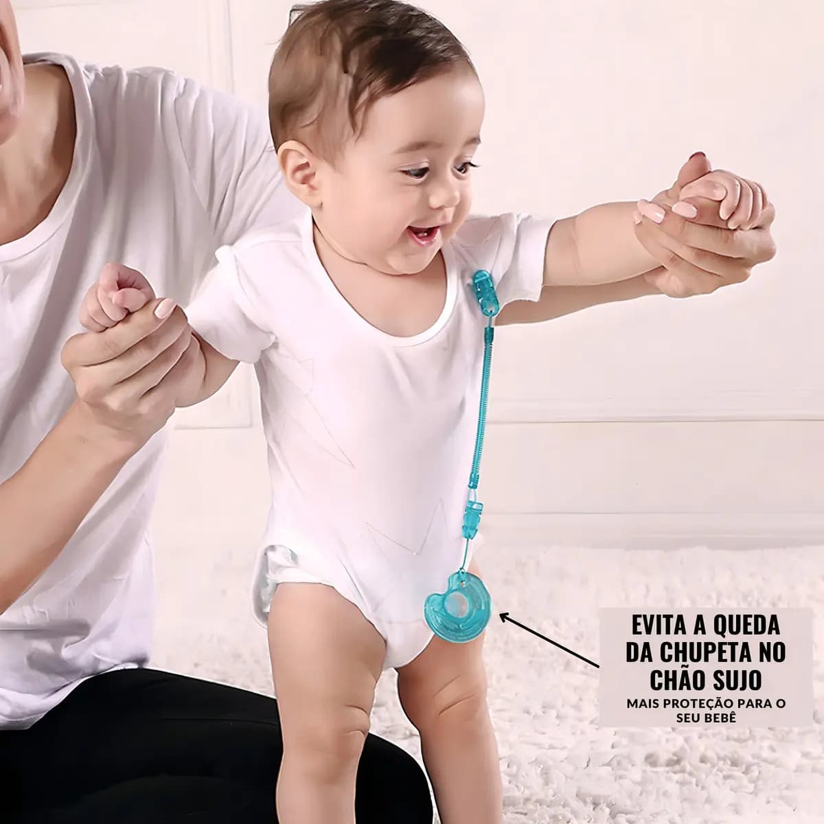 Prendedor de Chupeta Bebê Silicone Transparente-Rosa 2 Unidades — imagem 4