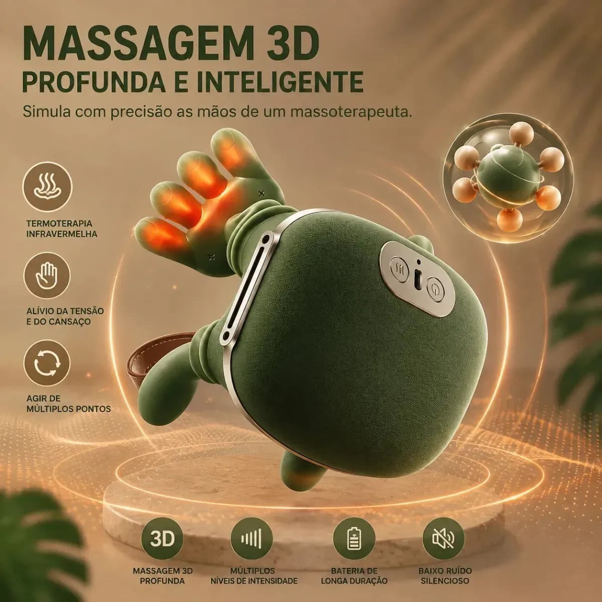 Massageador Mãozinha 3D Creator Brasil Elétrico e Sem Fio com Aquecimento — imagem 4