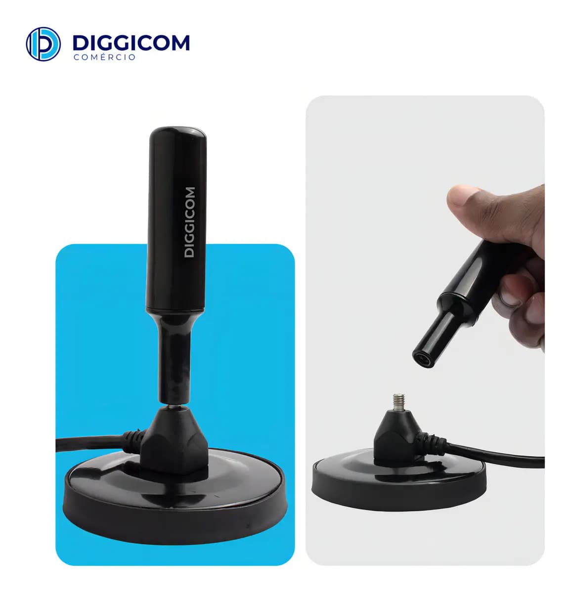 Antena Digital Sinal 4k Hd Smart Tv Interna Externa Para Tv Samsung LG Led Lcd 3d Hdtv Uhf Amplificador Cabo Longo De 5 Metros Com Base Magnética Diggicom — imagem 5