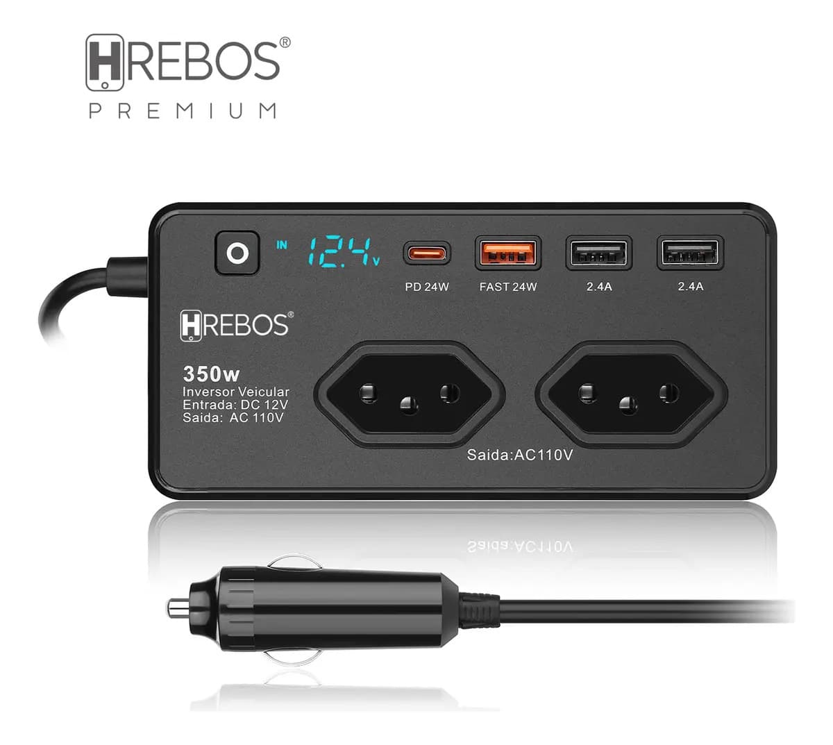 Inversor Veicular IF-378 350W 12V para com USB e LED — imagem 5