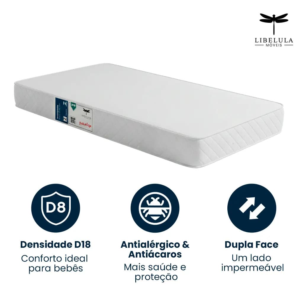 Colchão De Berço Impermeável 130x0,60 D18 Cor Branco - Libélula Moveis — imagem 3