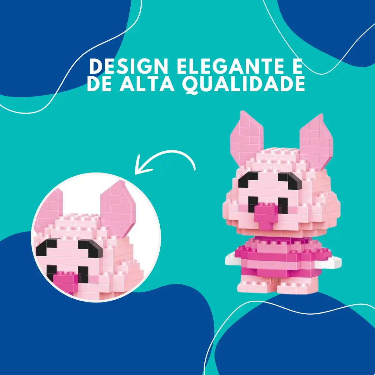 Brinquedo Bloco De Montar Personagens Desenho Animado Quantidade De Peças 135 Versão Do Personagem Leitão — imagem 5