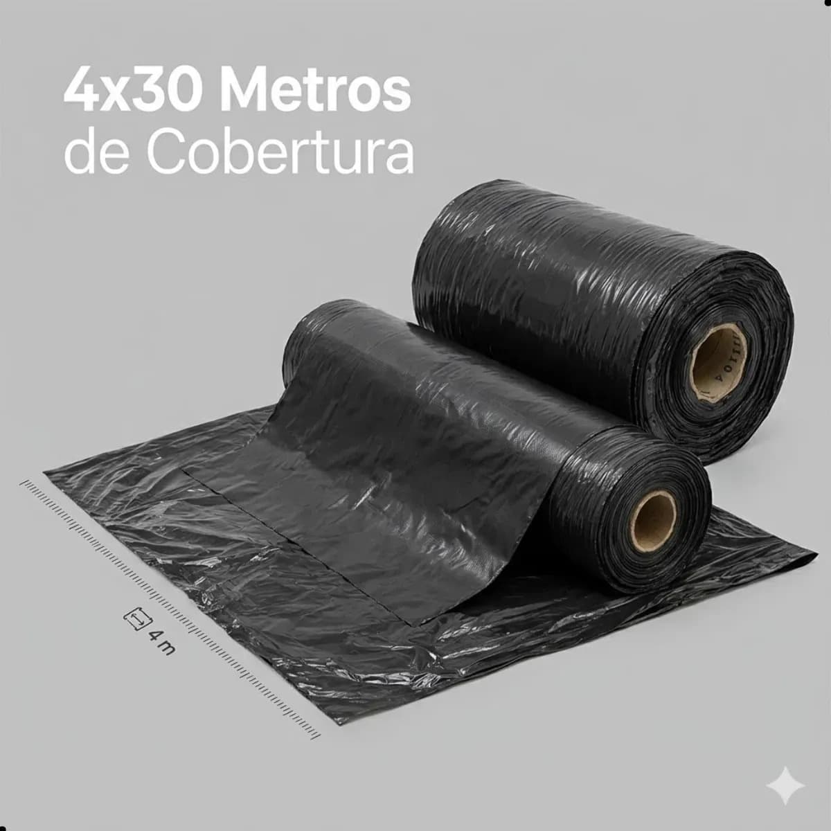 Lona Plástica Preta 4x30m Grande Proteção Pintura Obra Reforma Cobertura Móveis Piso Polietileno Multiuso Construção Econômica — imagem 2
