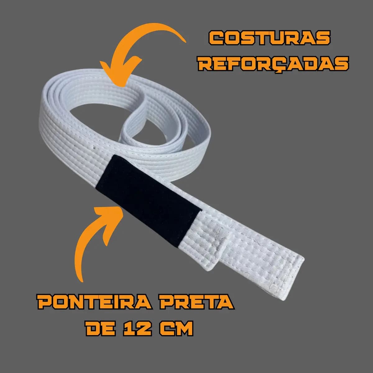 Faixa Branca Jiu Jitsu Ponta Preta Adulto Rígida Cor Branco Tamanho A4 — imagem 2