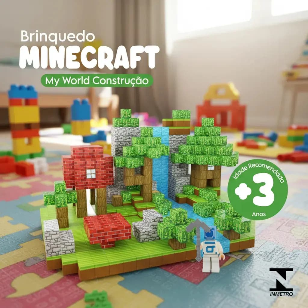Kit 100 Peças Blocos Magnéticos Construção Minecraft Brinquedo Goufast — imagem 3