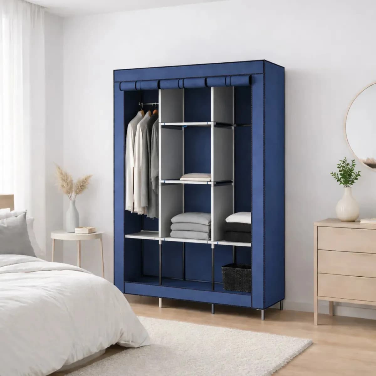 Armário Guarda Roupa Organizador Dobrável Desmontável Cor Azul — imagem 2