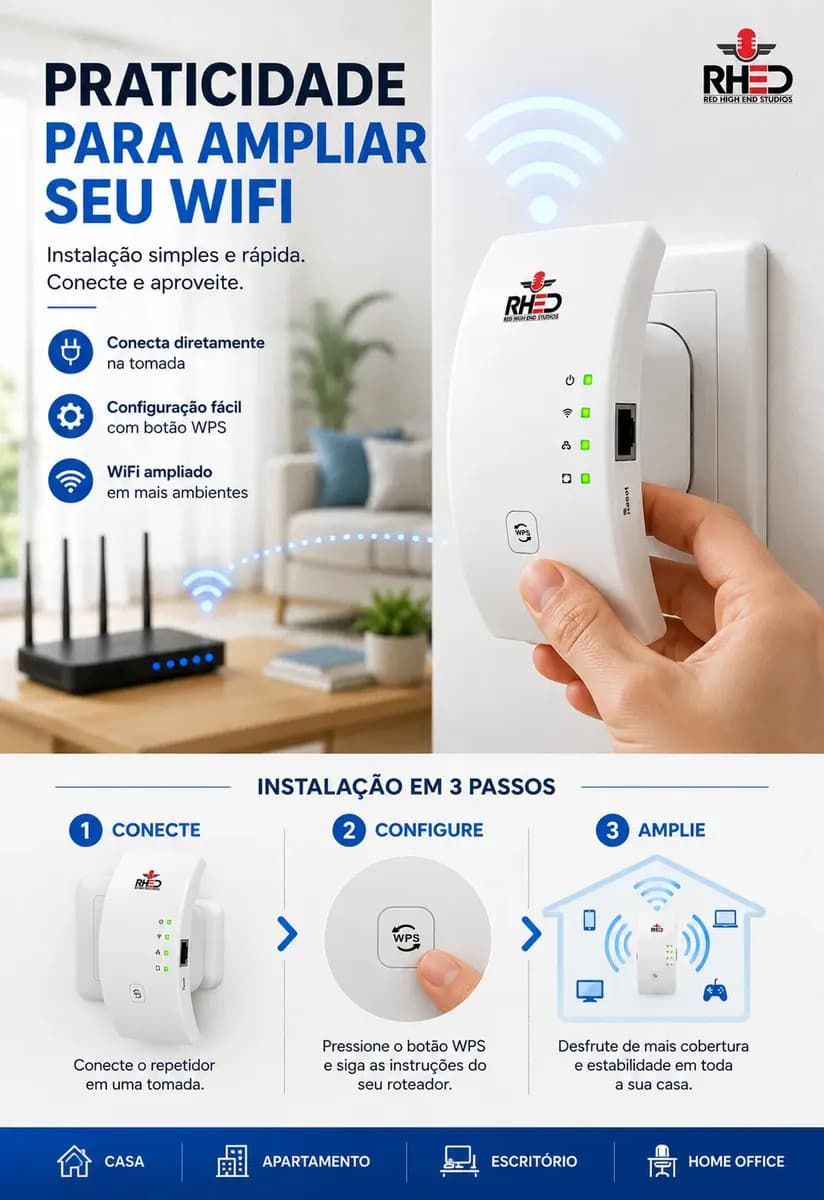 Repetidor De Sinal Wifi Roteador Wireless Amplificador Potente Sem Fio Turbo Cor Branco 1800mbps Longo Alcance Internet Porta Ethernet - RHEAD RED HIGH END STUD — imagem 4