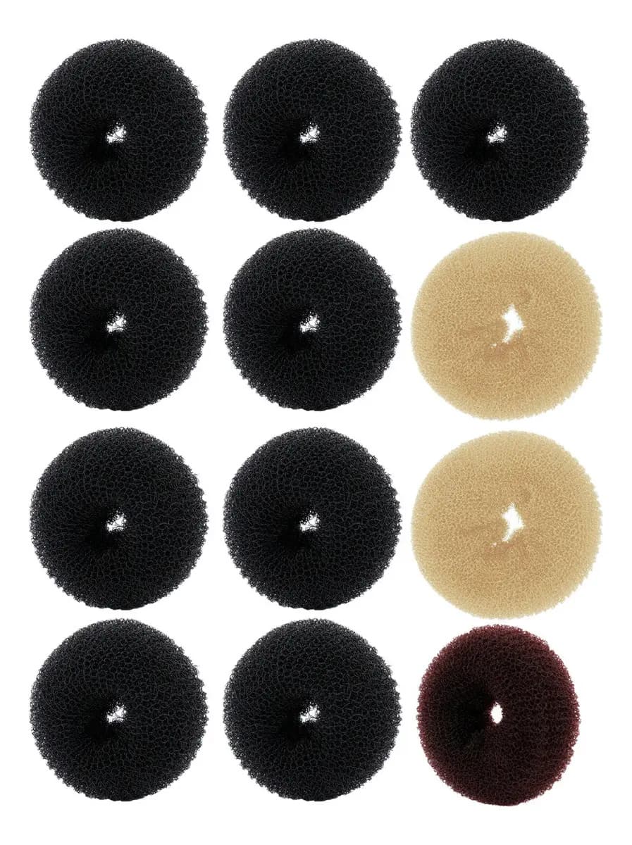 Kit 12 Rosquinha Coque JUJUBA BEAUTY Esponja Cabelo Preto 8cm — imagem 2