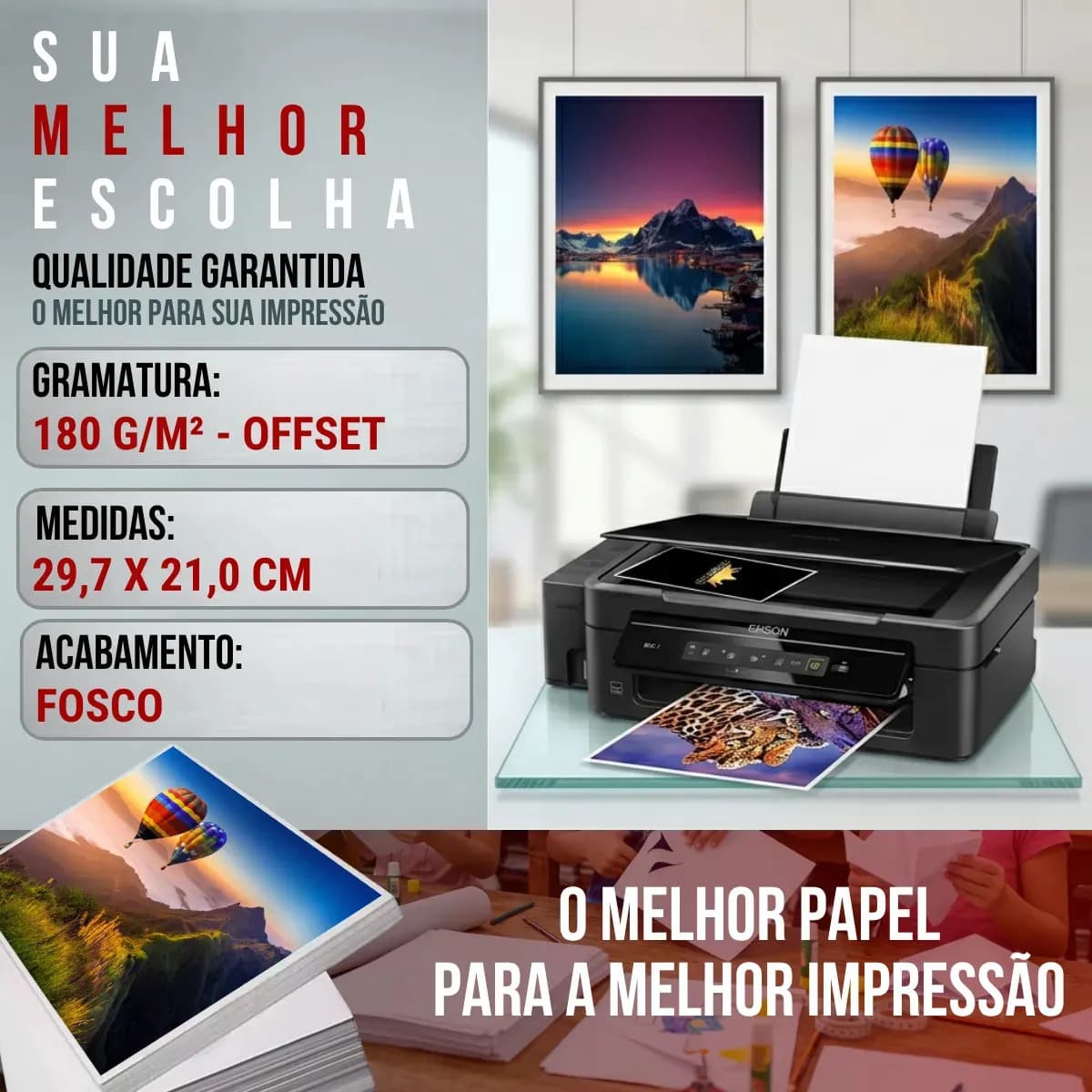 Papel Offset 180g Cartão Com 100 Folhas A4 Branco Premium Sulfite Quinto Império — imagem 2