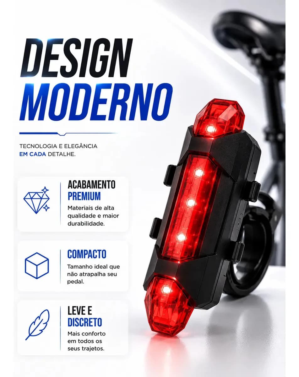 Kit Farol e Lanterna Premium Para Bicicleta Potente Recarregável Led Bike Ciclismo USB 400 Lúmens À Prova D'Água Blackbom — imagem 4