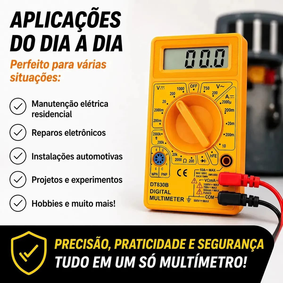 Multimetro Digital Portátil Profissional Com Bateria Inclusa Para Teste Medição Tensão Personalized View — imagem 2