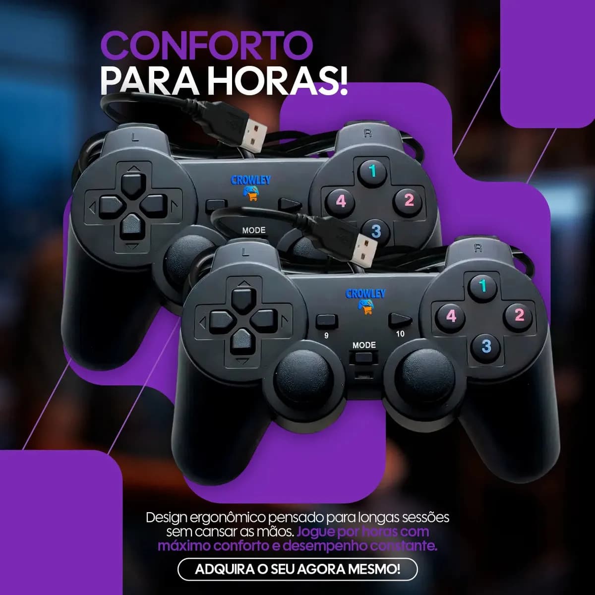 Controle Com Fio Usb Para Pc Tv Manete Joystick - Crowley — imagem 4