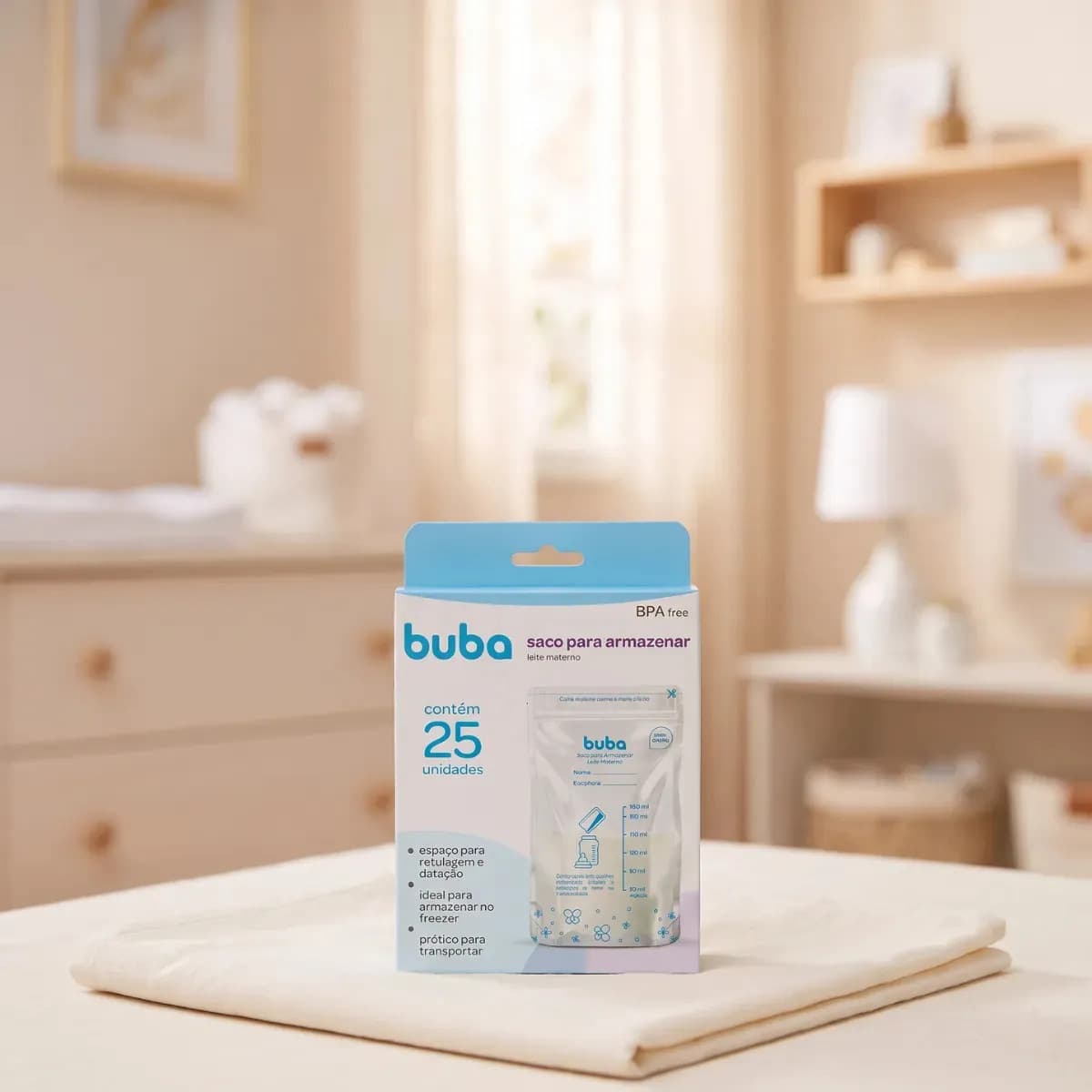 Kit 25 Sacos Para Armazenar e Congelar Leite Materno Buba 200ml — imagem 5