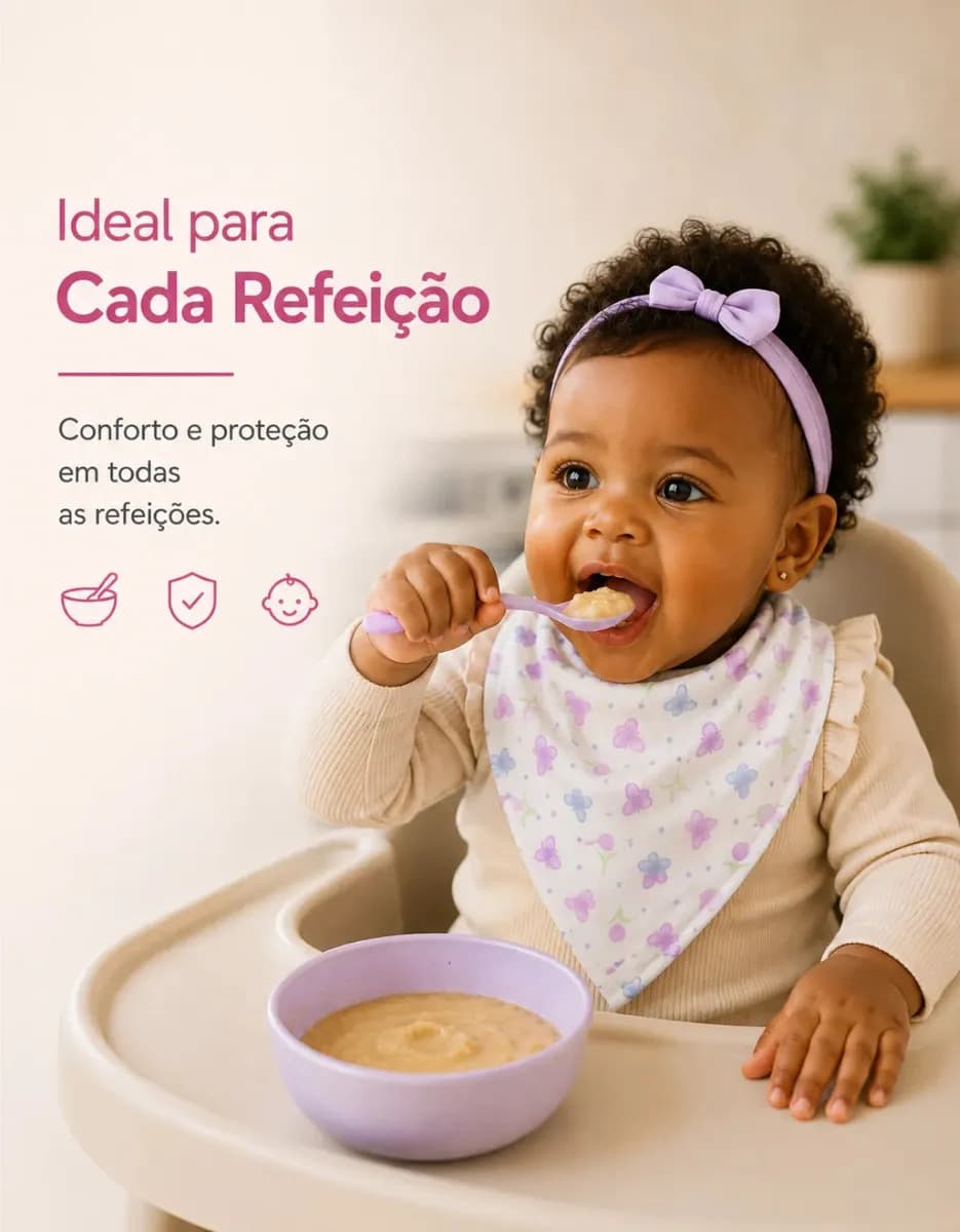 Babador Bandana Bebê Menina Impermeável, Kit 5, Eternizare Borboletas Tamanho UN — imagem 6