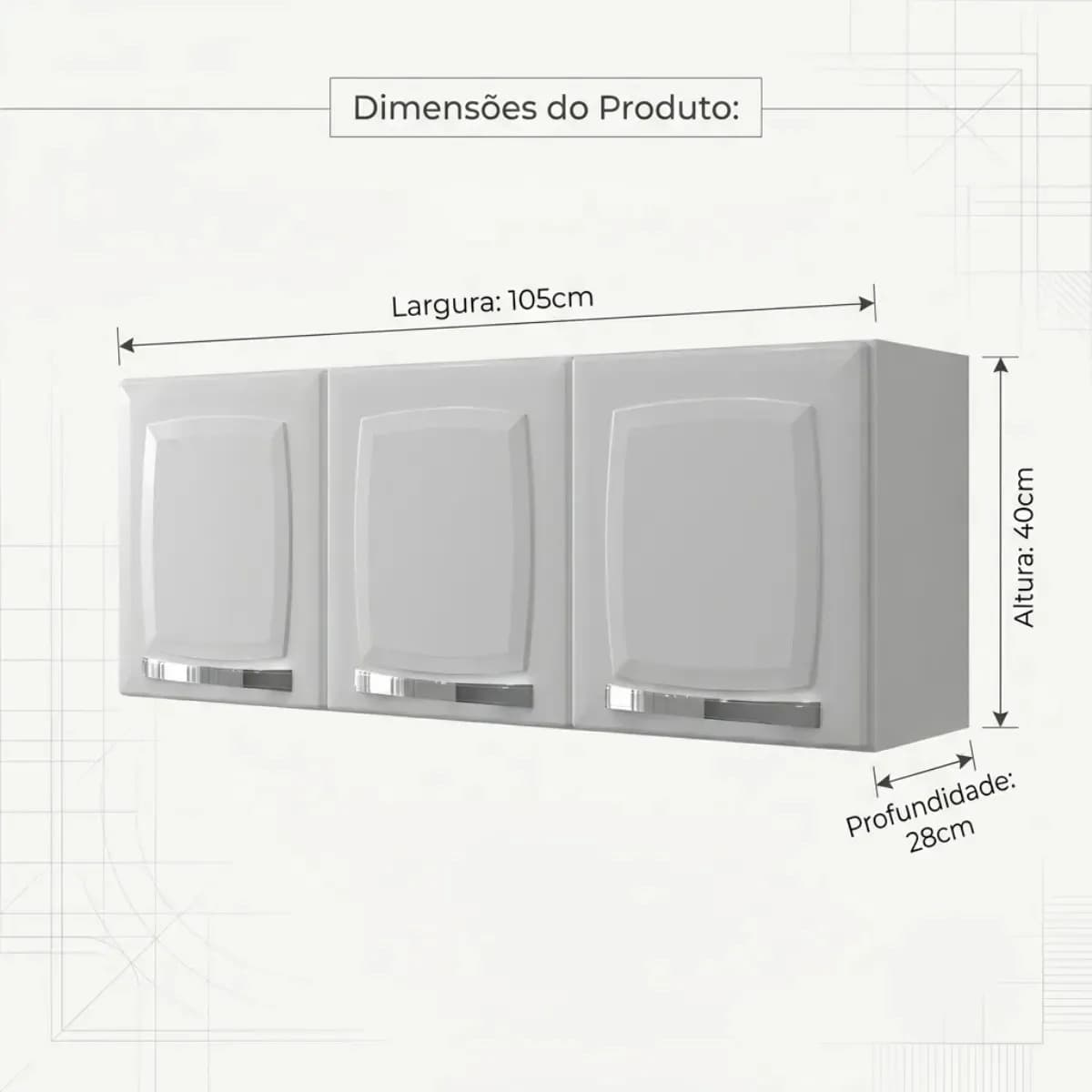 Armário Aéreo de Cozinha Branco Itatiaia 3 Portas Rose — imagem 5