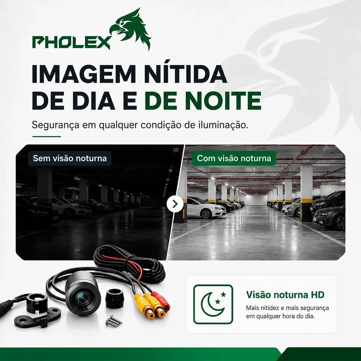 Camera De Ré HD 180° Automotiva Traseira Borboleta 2 em 1 Á Prova D'água Visão Noturna Pholex — imagem 5