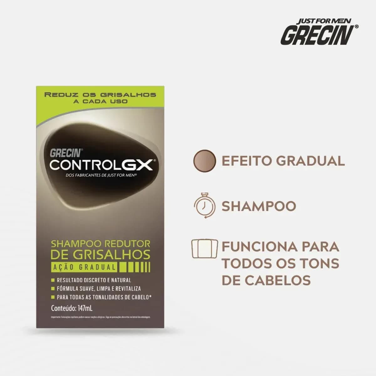 Shampoo Tonalizante Grecin Control GX Reduz Grisalho 118ml — imagem 3