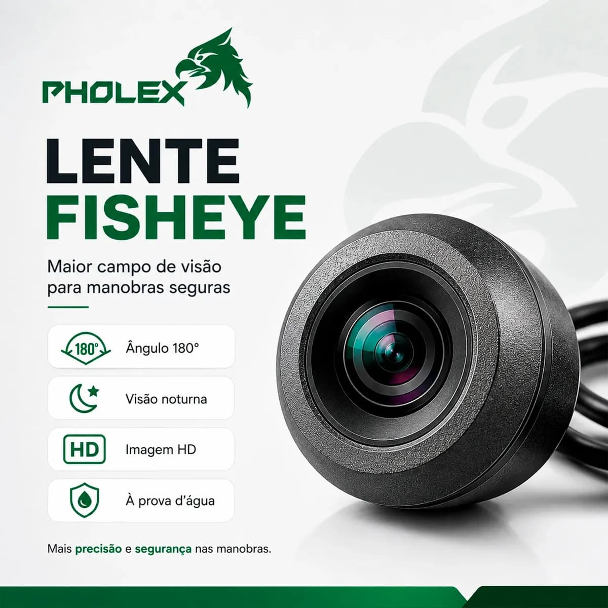 Camera De Ré HD 180° Automotiva Traseira Borboleta 2 em 1 Á Prova D'água Visão Noturna Pholex — imagem 3