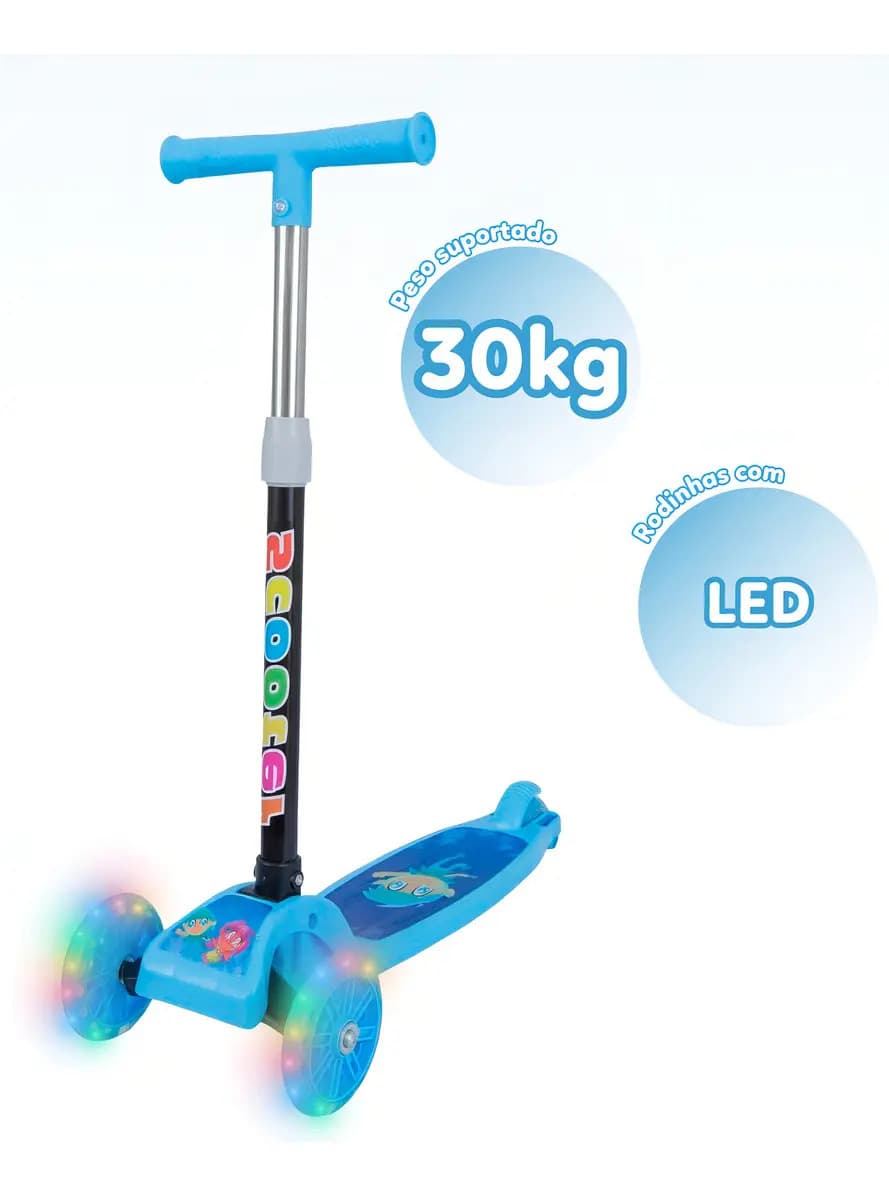 Patinete Infantil 3 Rodas com Led/Dobrável Menino/Menina — imagem 6