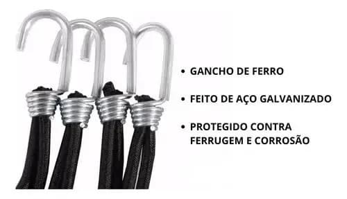 Kit 50 Extensor Elástico Fixador De Lona Caminhão 35cm Preto - Preto — imagem 5