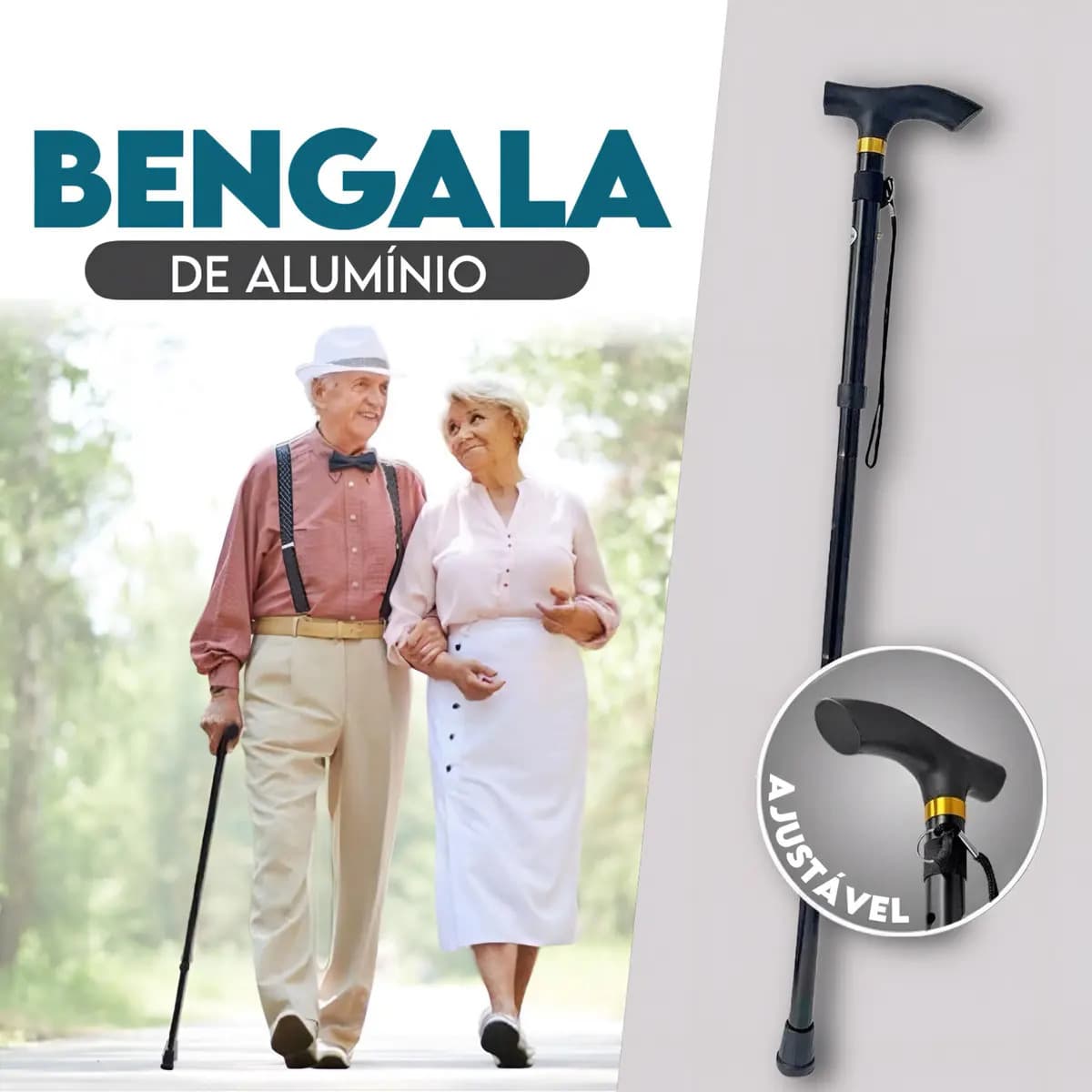 Bengala De Alumínio 6 Ajustes Reforçada Até 130kg Alo Apoios Ortopédicos Stronex — imagem 5