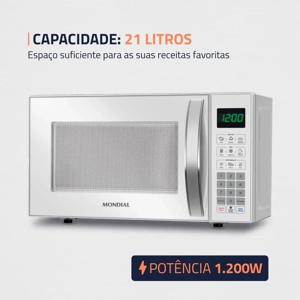 Micro-ondas MO-01-21-W 1200W Mondial — imagem 2